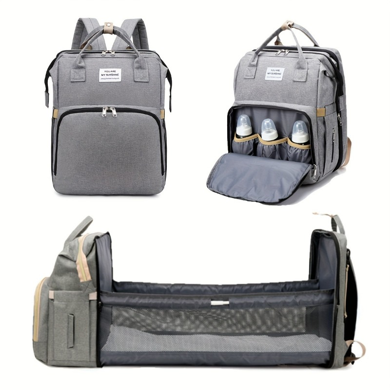 Backpack Diaper Bag - Şık Katlanabilir Bebek Beşiği Anne Bebek
