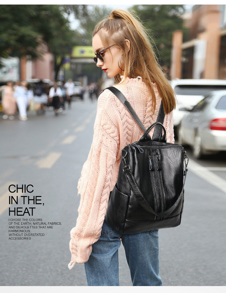 Mini Backpack Purse - Kadın Yumuşak Deri Sırt Çantası Okul