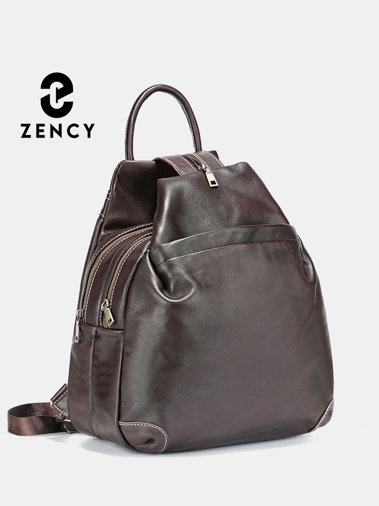 Travel Backpack Anti Theft - Zency Hakiki Deri kadın Tasarımcı Sırt