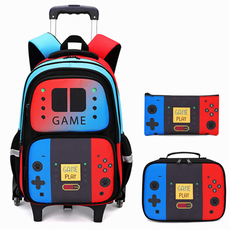 School Backpack Teen - 3'lü Çocuklar İçin Tekerlekli Sırt Çantası,