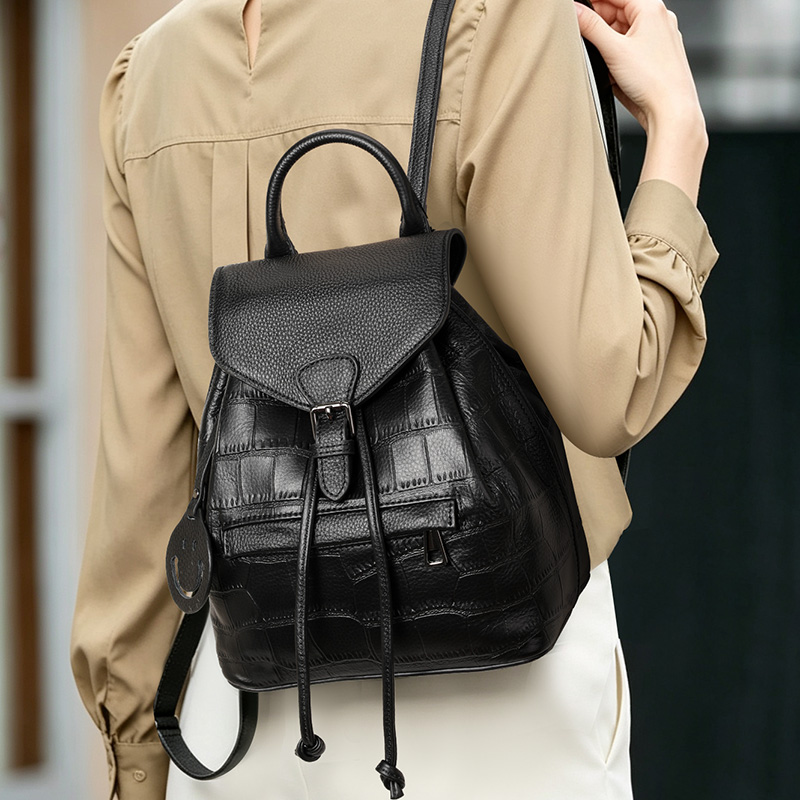 Travel Backpack Anti Theft - Aidrani Sığır Derisi Timsah Desenli Sırt
