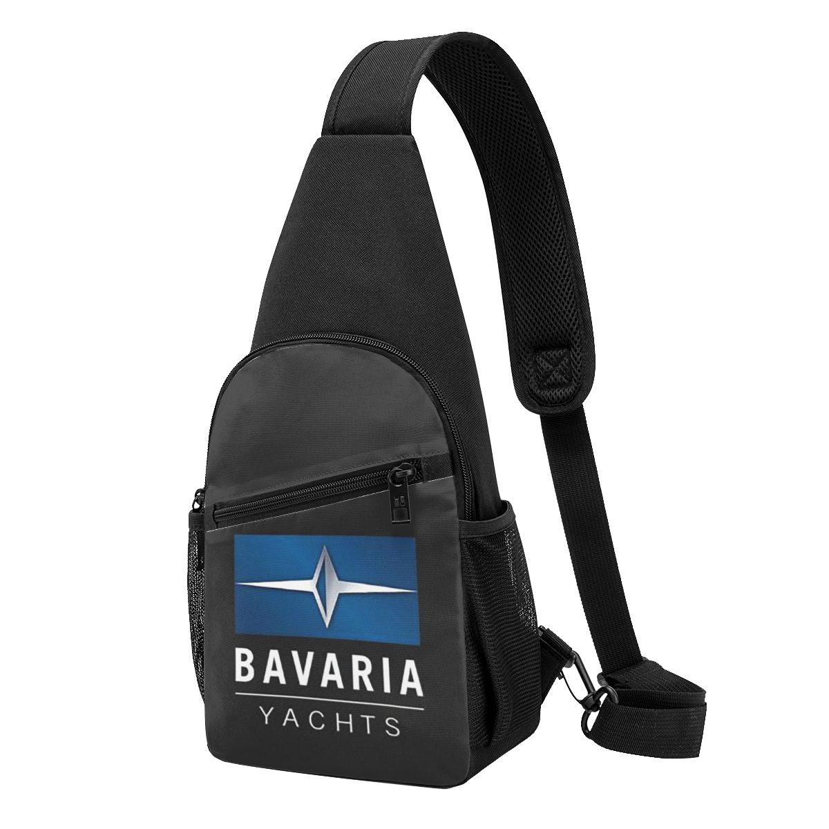 Sling Backpack Shoulder - Bavaria Yachts Mavi Gümüş Logo Göğüs