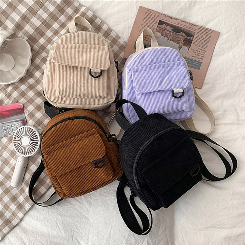 Fashion Backpack Women - Düz Renk Mini Sırt Çantası Kadife