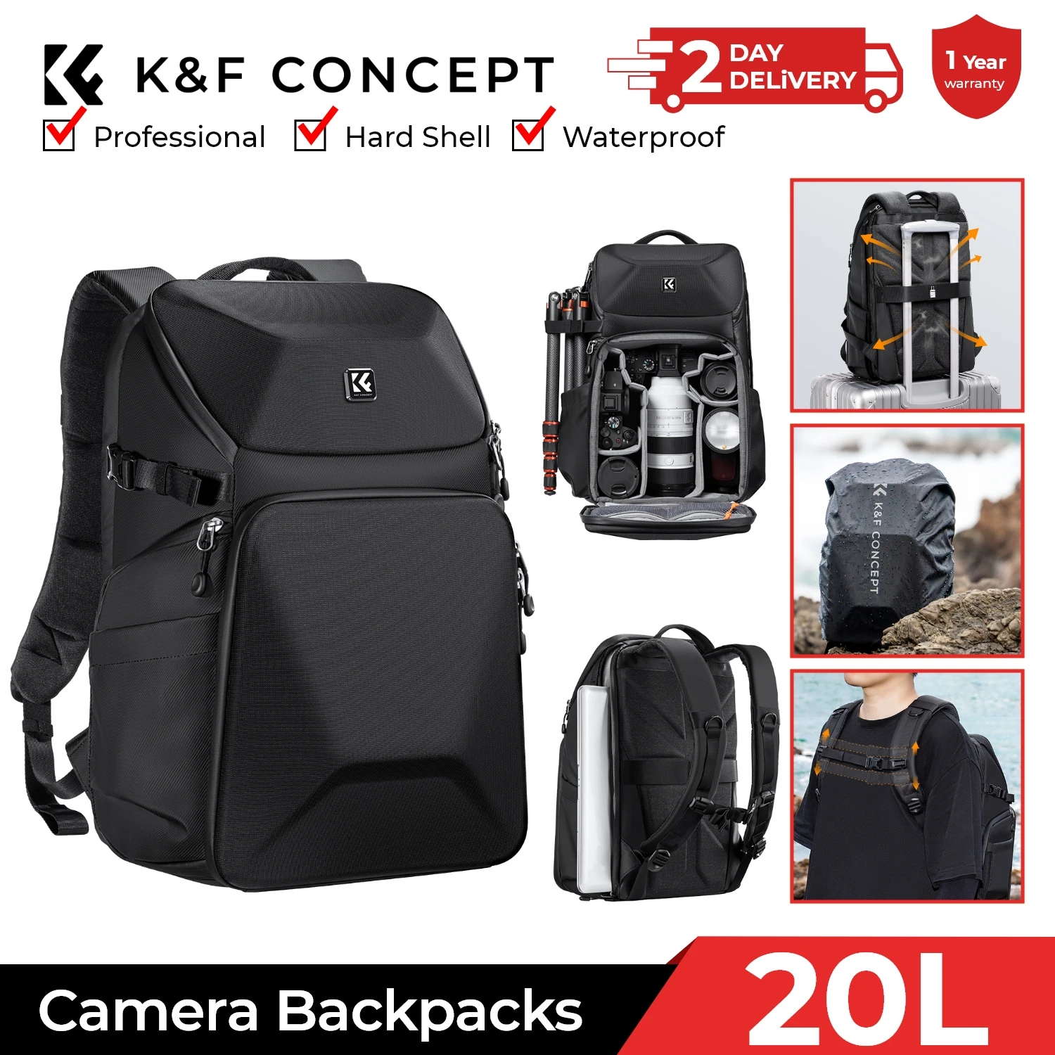 K&F CONCEPT 20L Kamera Sırt Ça - Laptop Backpack 15.6 incelemesi ve fiyatı