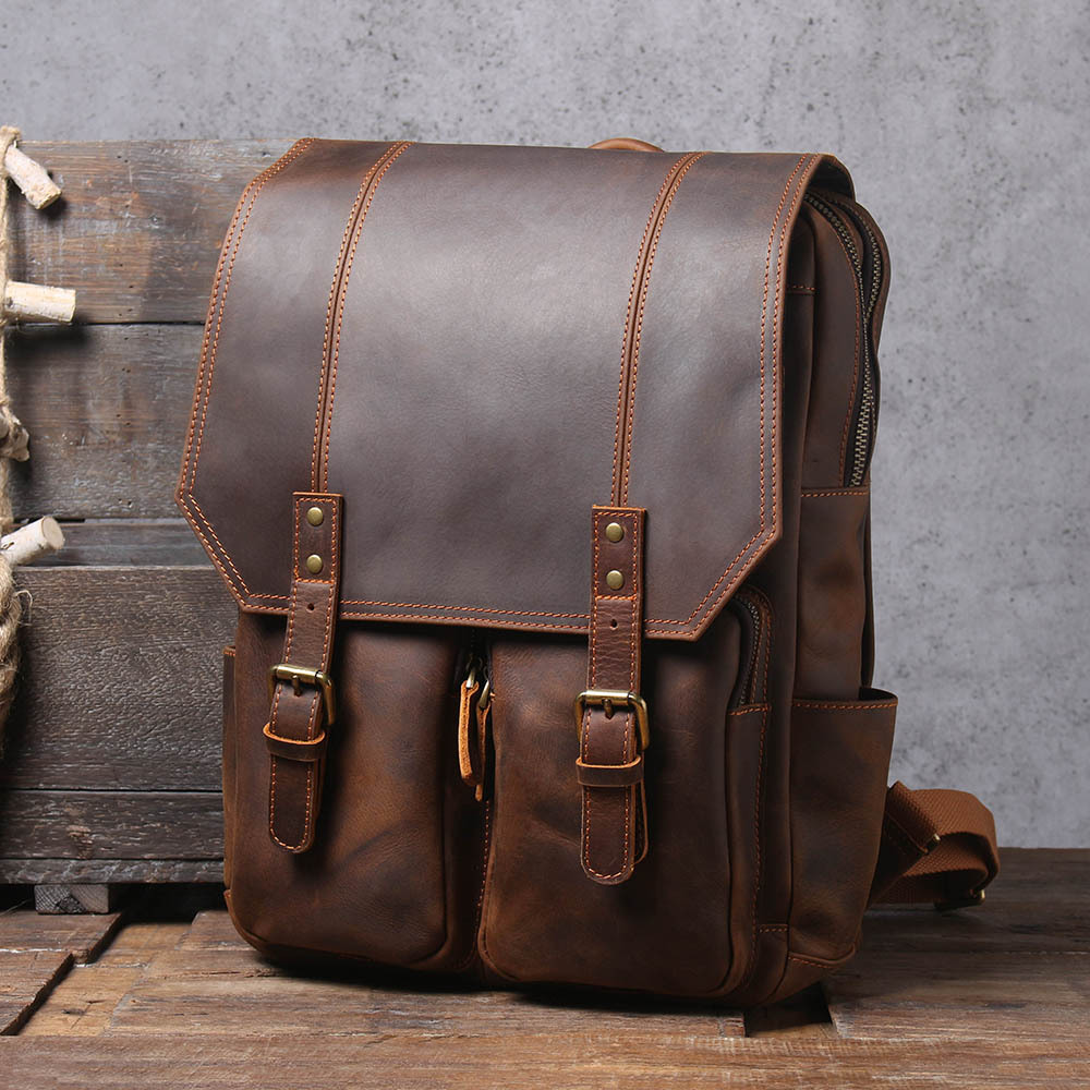 Lüks Retro Büyük Kapasiteli Cr - Leather Backpack Vintage incelemesi ve fiyatı