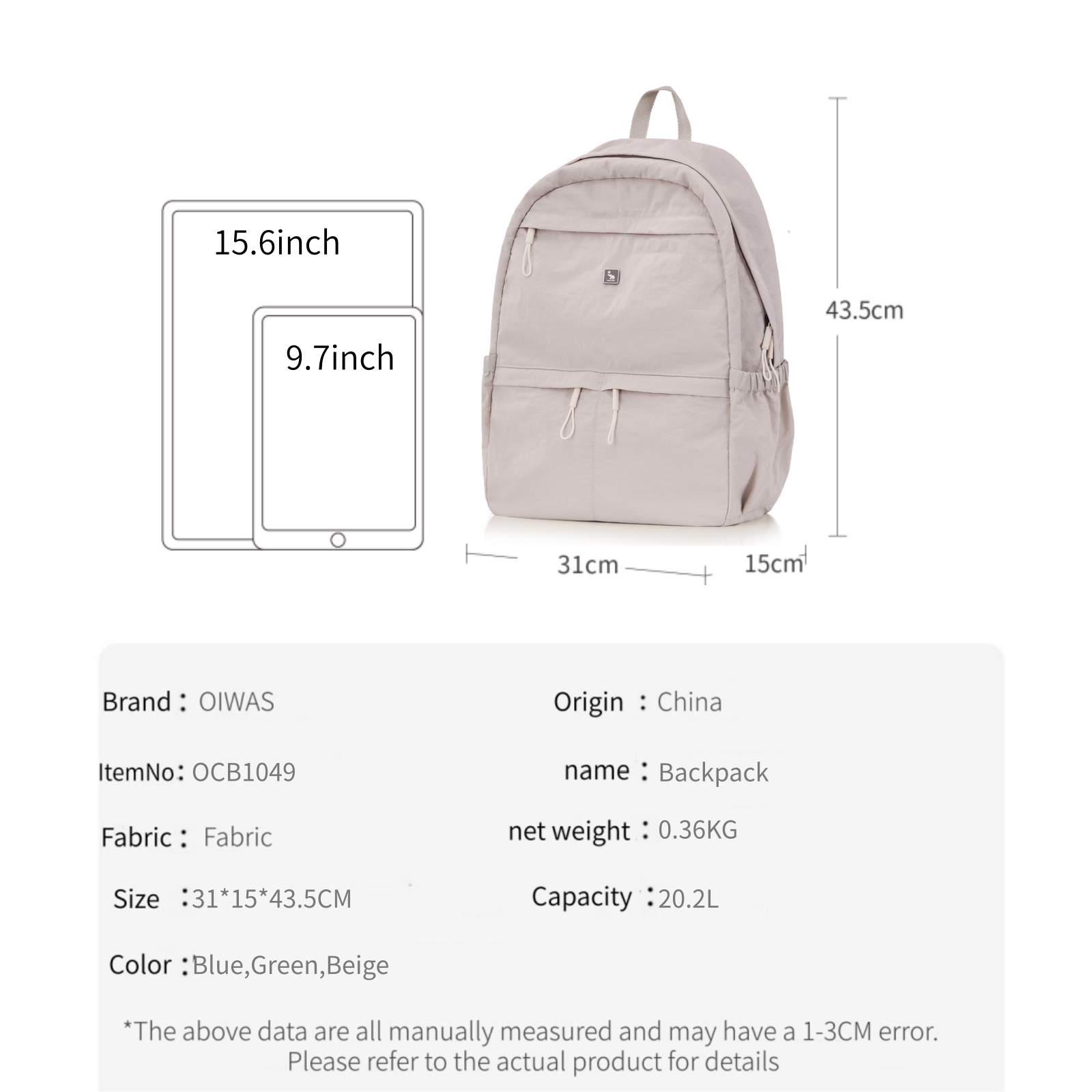 OIWAS Ultra Hafif ve Şık Sırt  - Canvas Backpack Casual incelemesi ve fiyatı